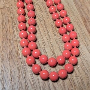 Vintage Signed "Oops A Daisy" Coral Necklace 🌸 Bold Beads & Whimsical Charm!